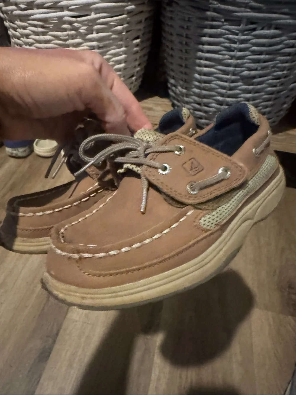 Kids Brown Leather Sperry Boat Shoes -